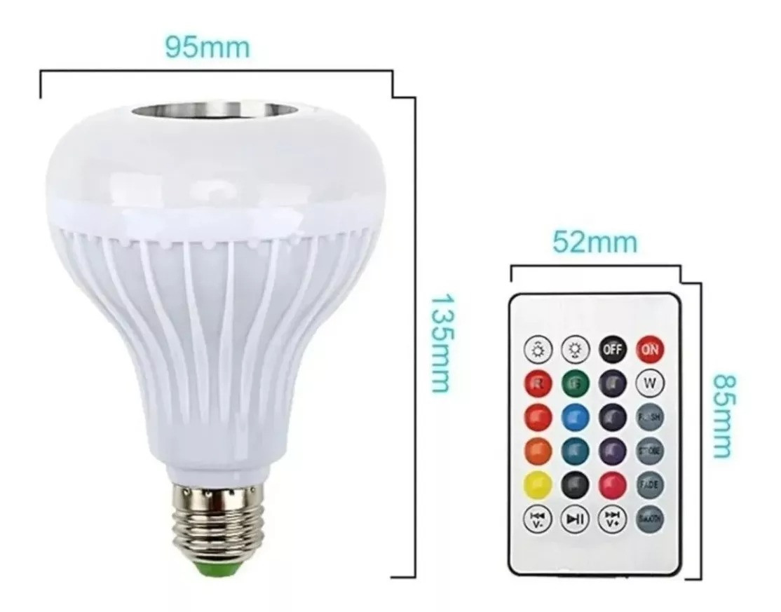 BOMBILLO PARLANTE BLUETOOTH LED MULTICOL